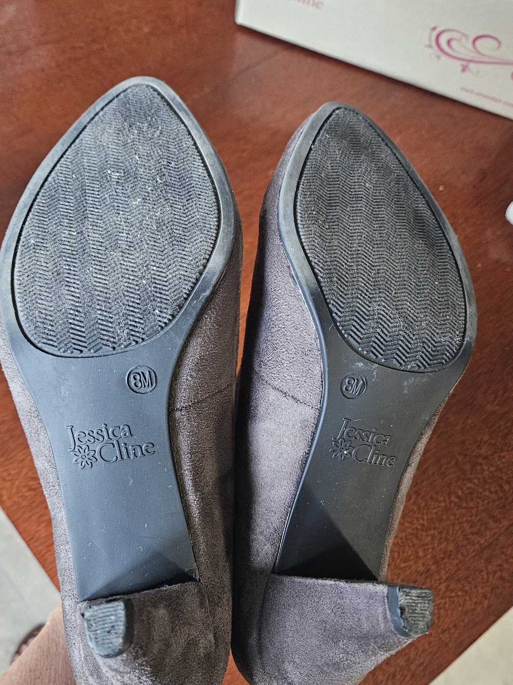 Jessica Cline Gray Suede Pointed-Toe Ankle Booties Size 8.5 - Picture 5 of 8